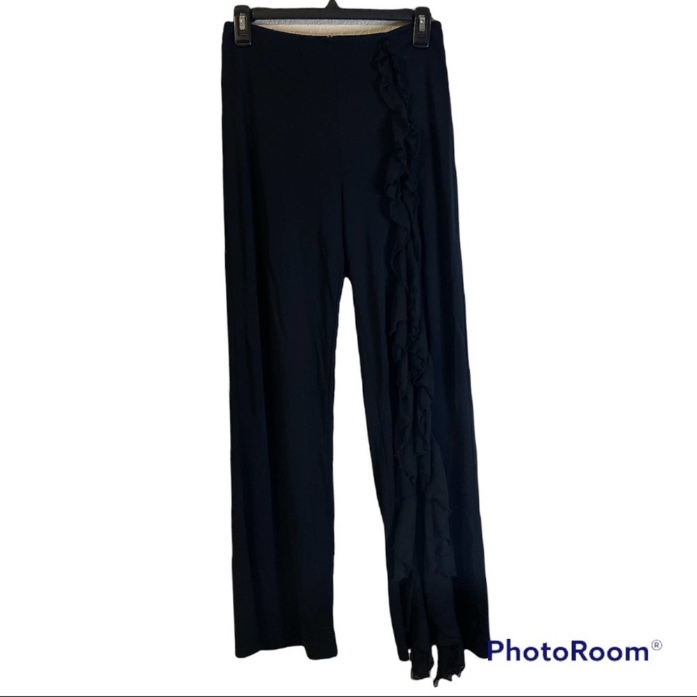 Vintage Joseph Ribkoff Black Ruffle Leg Pants Women's Size 6